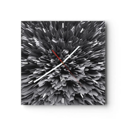 Zegar ścienny - Abstrakcyjna struktura w odcieniach szarości - 30x30cm - Już ostrzej się nie da - Nowoczesna dekoracja ścienna do salonu i sypialni ARTTOR