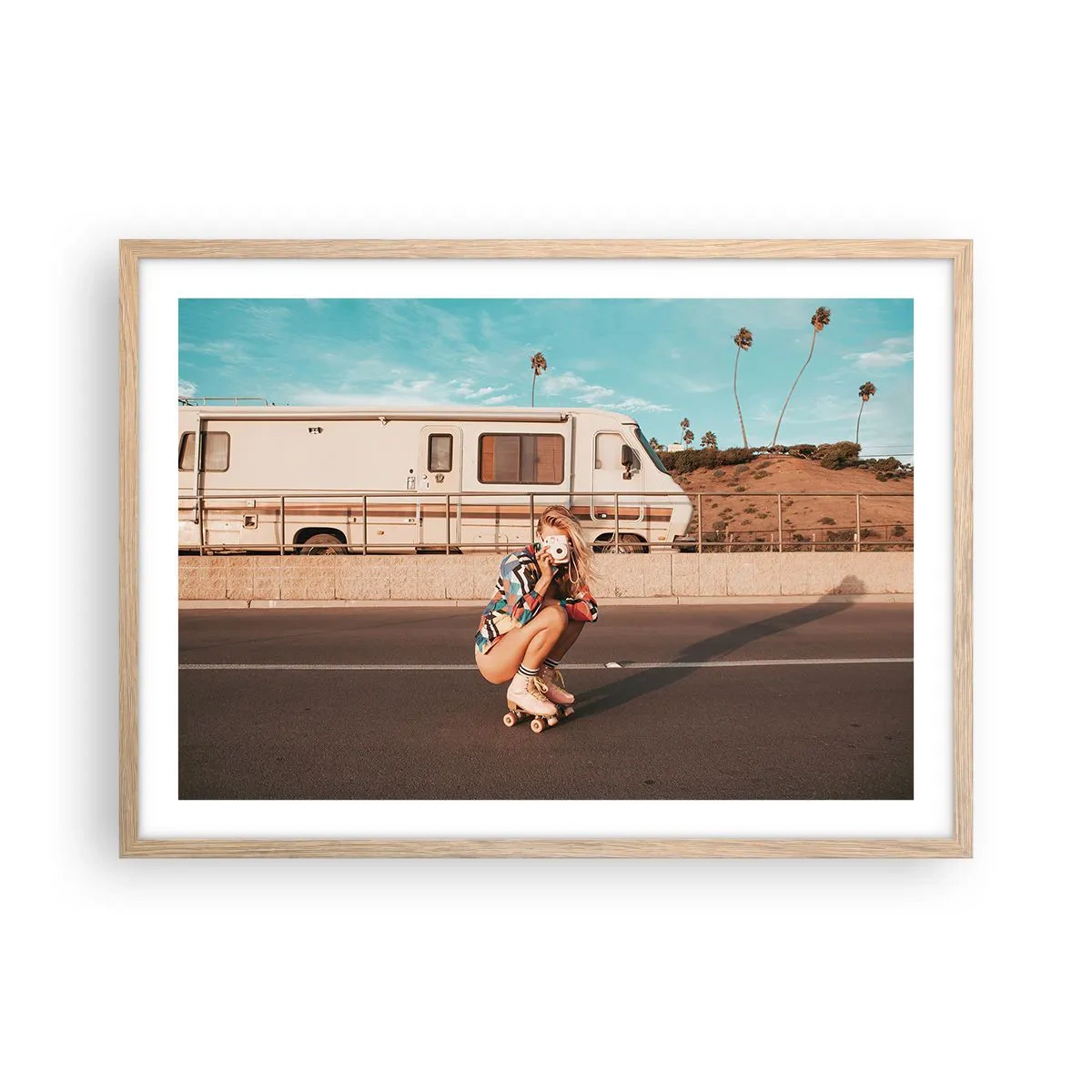 Plakat w ramie jasny dąb - Uśmiech, proszę! - 70x50 cm