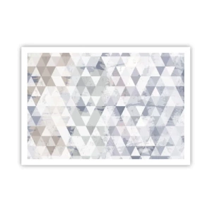 Plakat - Geometryczny wzór z trójkątów w pastelowych odcieniach - 100x70cm - W rytmie na trzy - Nowoczesna dekoracja ścienna do salonu i sypialni ARTTOR