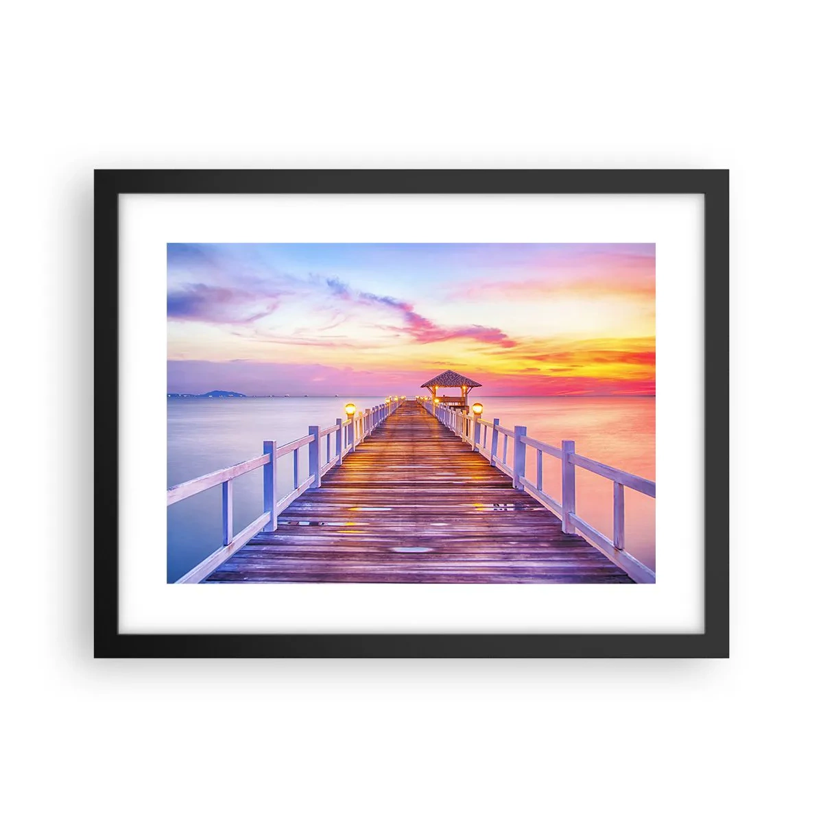 Plakat w czarnej ramie - Liliowo-złota cisza wieczoru - 40x30 cm