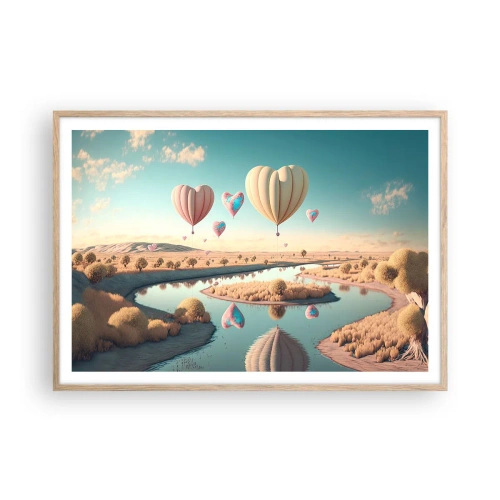 Plakat w ramie jasny dąb - Miłość pozwala wznieść się - 100x70 cm