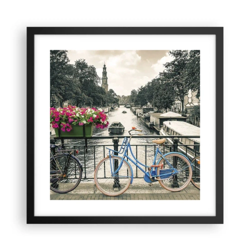 Plakat w czarnej ramie - Kolory amsterdamskiej ulicy - 40x40 cm