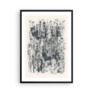 Plakat w czarnej ramie - Graficzny motyw lasu w stylu retro - 50x70cm - Mglista kompozycja - Nowoczesna dekoracja ścienna do salonu i sypialni ARTTOR