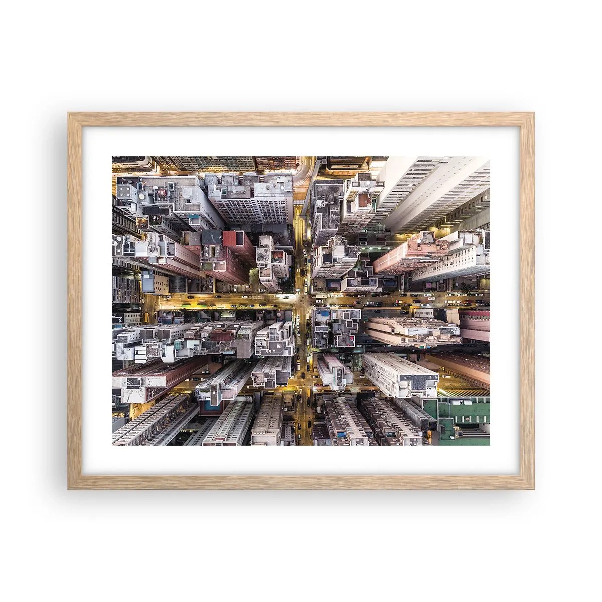 Plakat w ramie jasny dąb - Pozdrowienia z Hongkongu - 50x40 cm