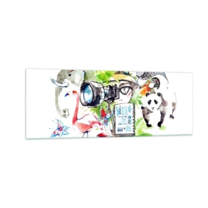 Obraz na szkle - Kolorowa grafika z motywem przyrody i safari - 140x50cm - W obiektywie podróżnika - Nowoczesna dekoracja ścienna do salonu i sypialni ARTTOR
