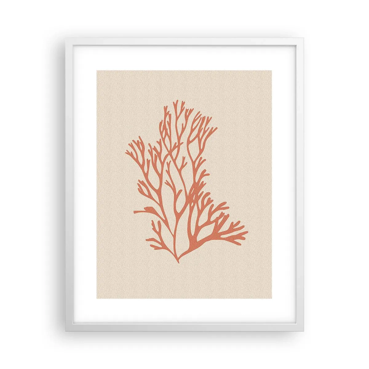 Plakat w białej ramie - Koralowy filigran - 40x50 cm