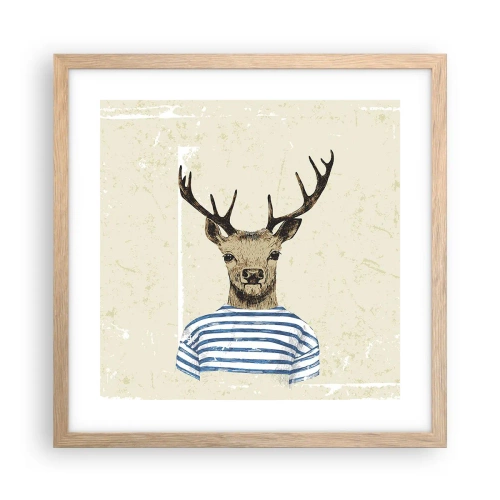 Plakat w ramie jasny dąb - Bo lubię koszulki w paski! - 40x40 cm