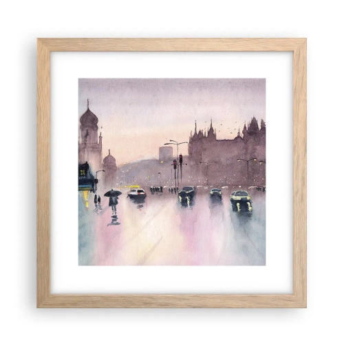 Plakat w ramie jasny dąb - W deszczowej mgiełce - 30x30 cm