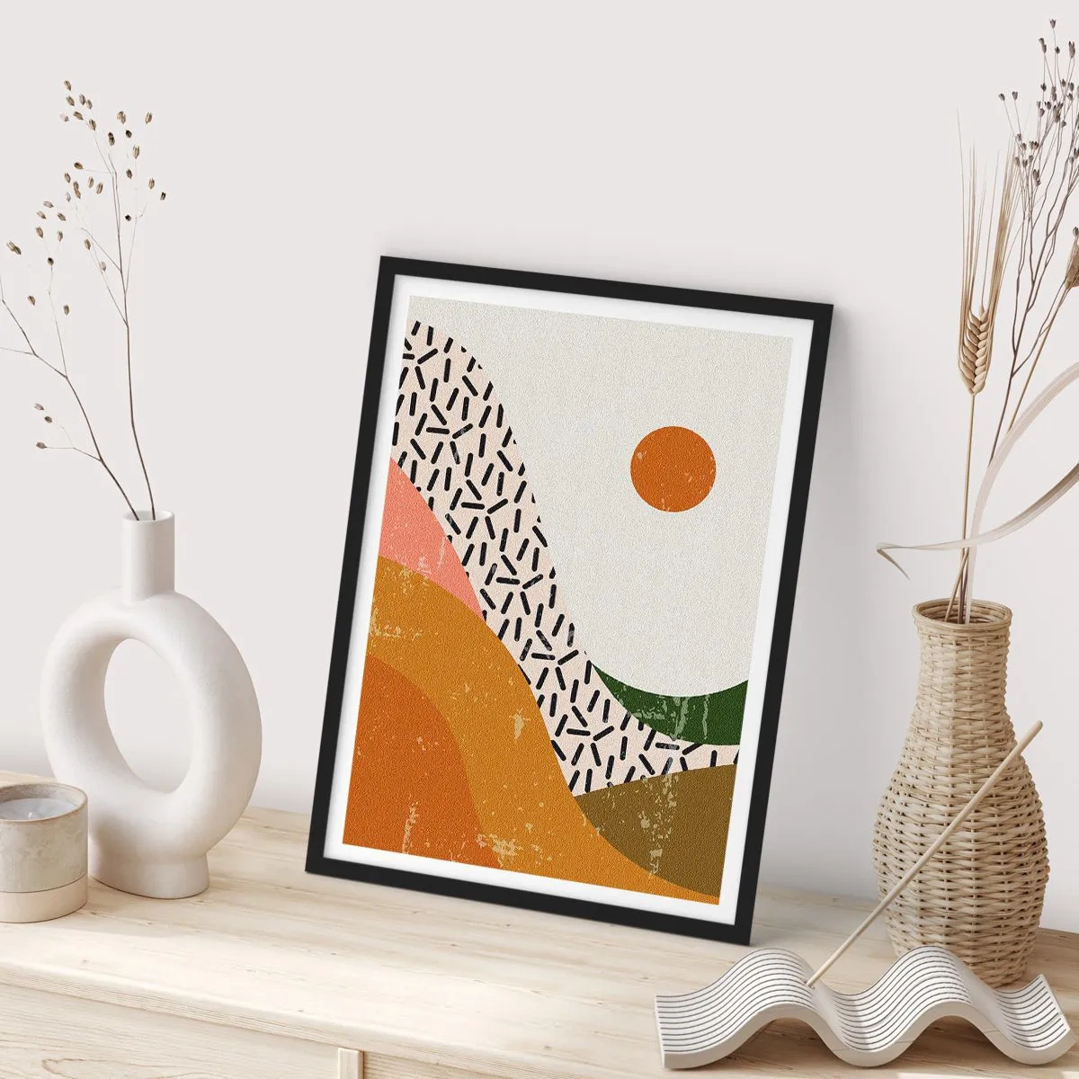 Plakat w czarnej ramie - Abstrakcja słoneczna - 61x91 cm