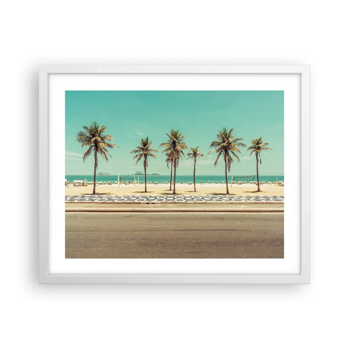 Plakat w białej ramie - Na straży plaży - 50x40 cm