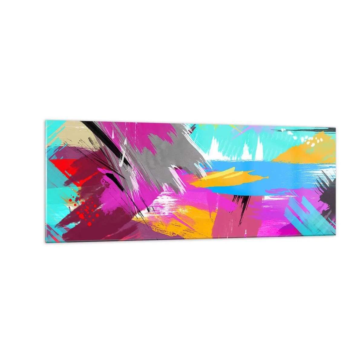 Obraz na szkle - Dynamiczna abstrakcja w intensywnych kolorach - 140x50cm - Maz, maz, maz jeszcze raz - Nowoczesna dekoracja ścienna do salonu i sypialni ARTTOR