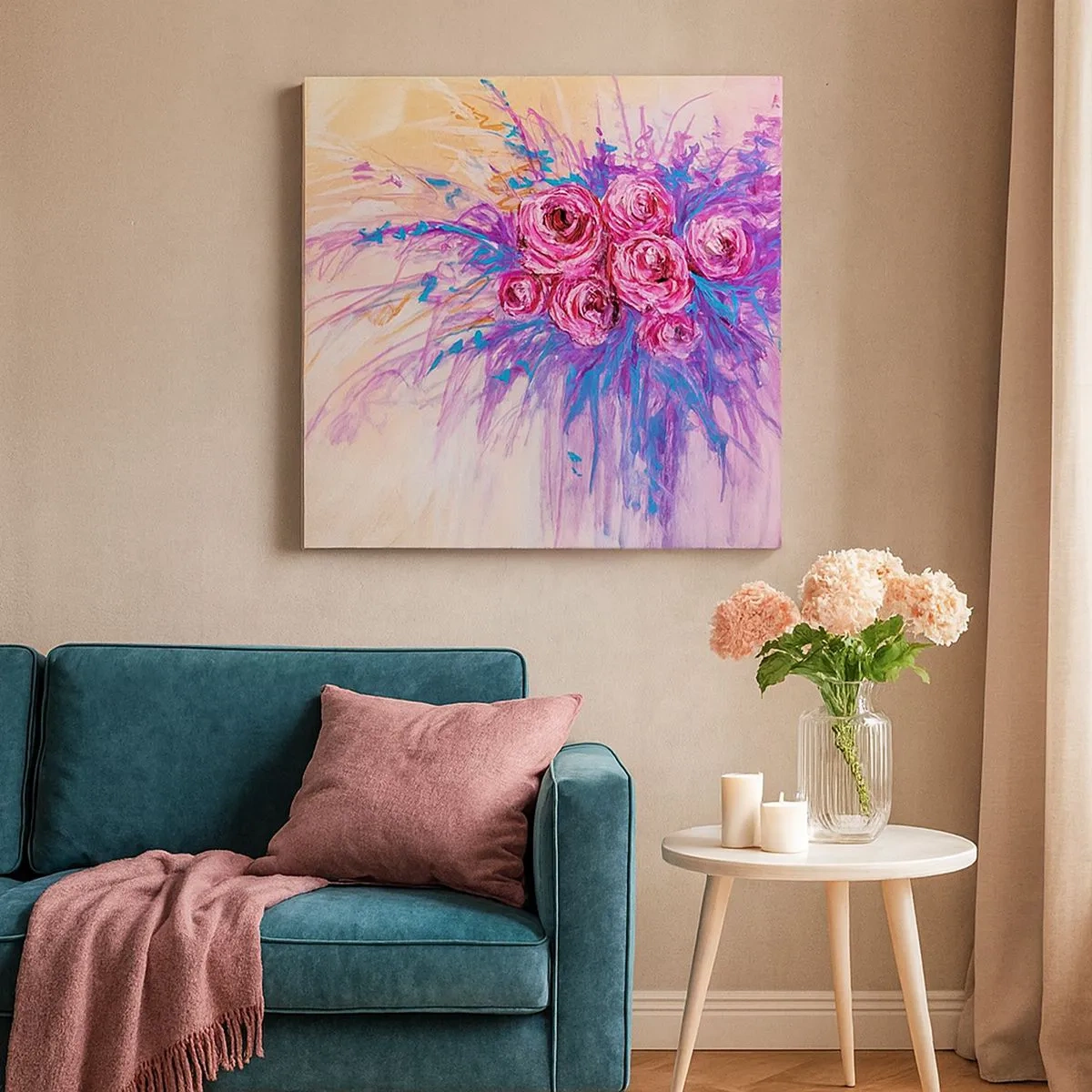 Obraz na płótnie - Różana fontanna - 30x30 cm