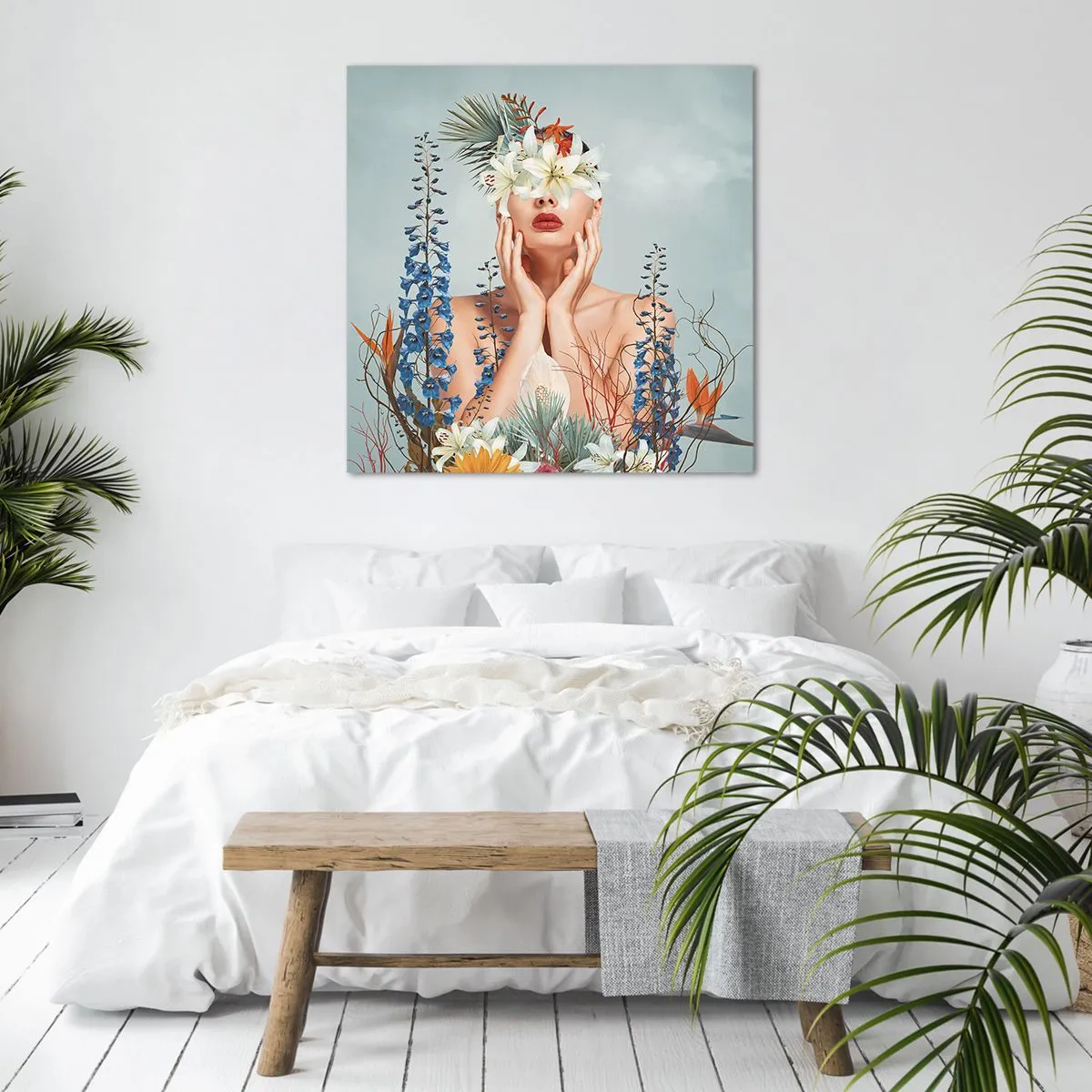 Obraz na płótnie - Kobieta – kwiat - 50x50 cm