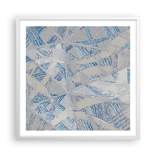 Plakat w białej ramie - W szaroniebieskim labiryncie - 60x60 cm