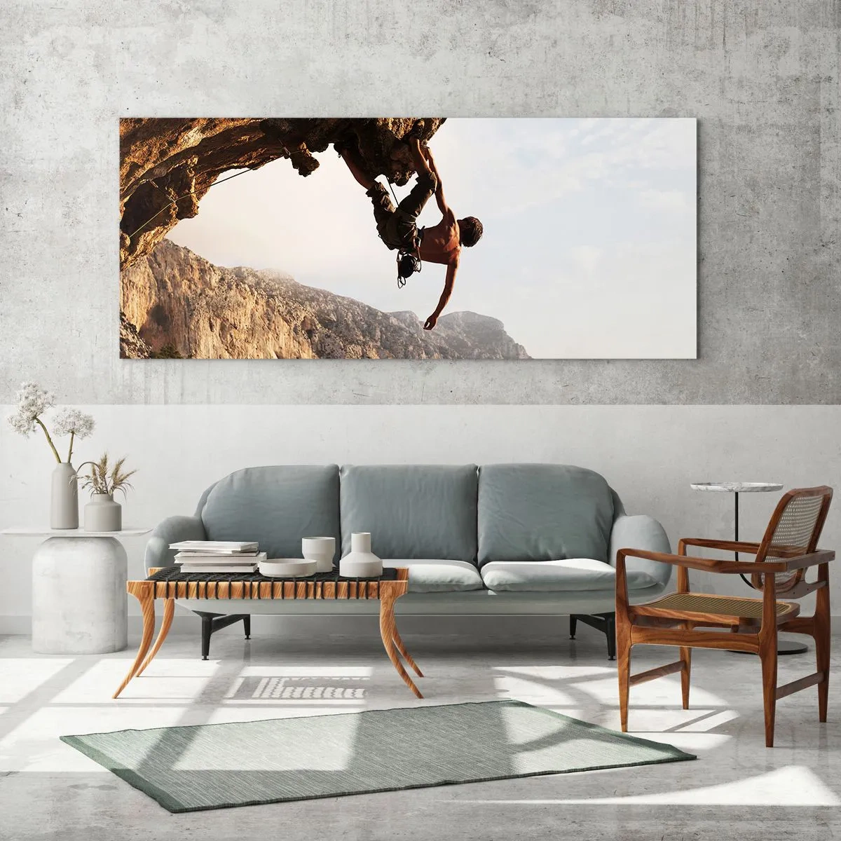 Obraz na szkle - Świat skurczony w garści na obrywie głazu - 100x40 cm