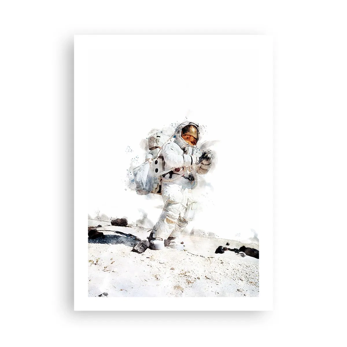 Plakat - Astronauta w skafandrze kosmicznym na powierzchni Księżyca - 50x70cm - Wysłannik Ziemi - Nowoczesna dekoracja ścienna do salonu, kuchni i sypialni ARTTOR