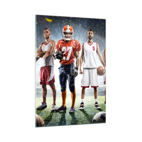 Obraz na szkle - Sportowcy różnych dyscyplin na stadionie w świetle reflektorów - 50x70cm - Gladiatorzy boisk - Nowoczesna dekoracja ścienna do salonu, kuchni i sypialni ARTTOR