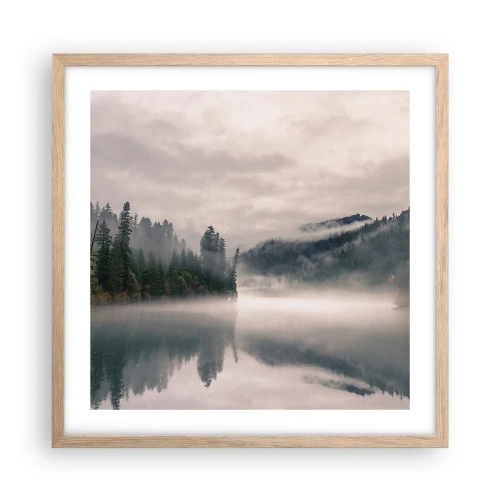 Plakat w ramie jasny dąb - W zadumie, we mgle - 50x50 cm