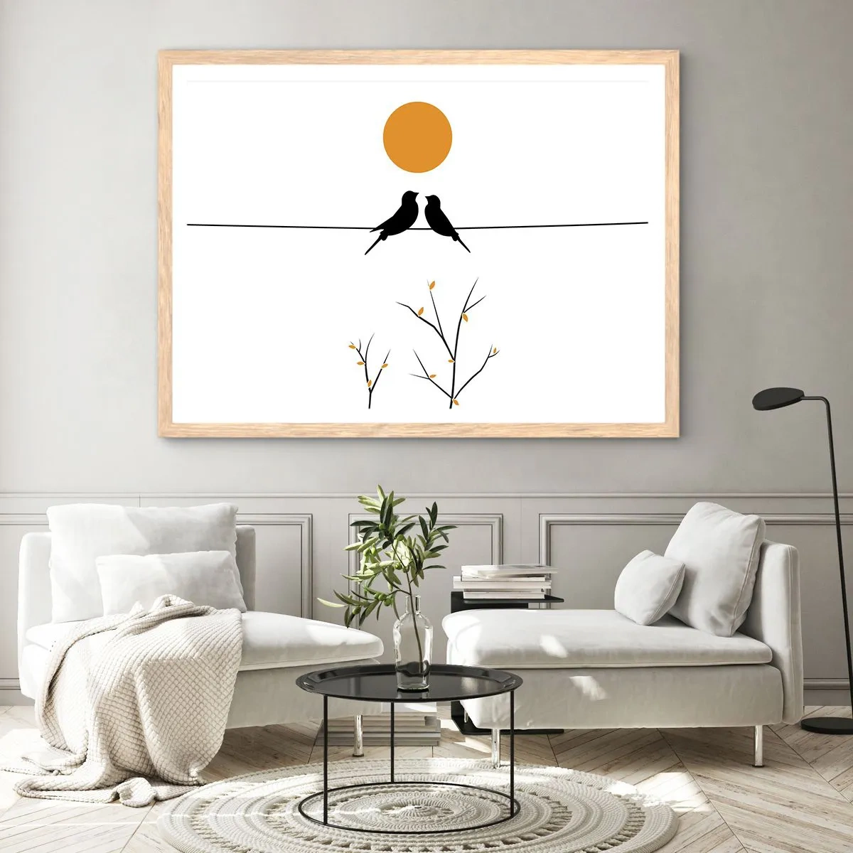 Plakat w ramie jasny dąb - Słowiczy wieczór - 100x70 cm