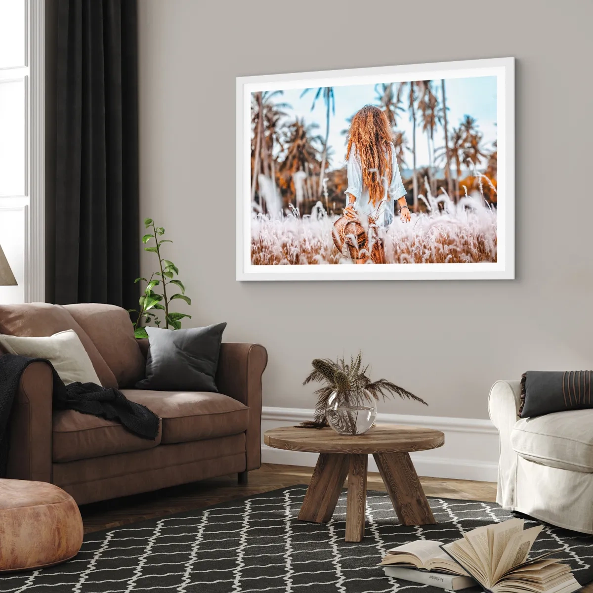 Plakat w białej ramie - Zrodzona z puchu traw - 70x50 cm