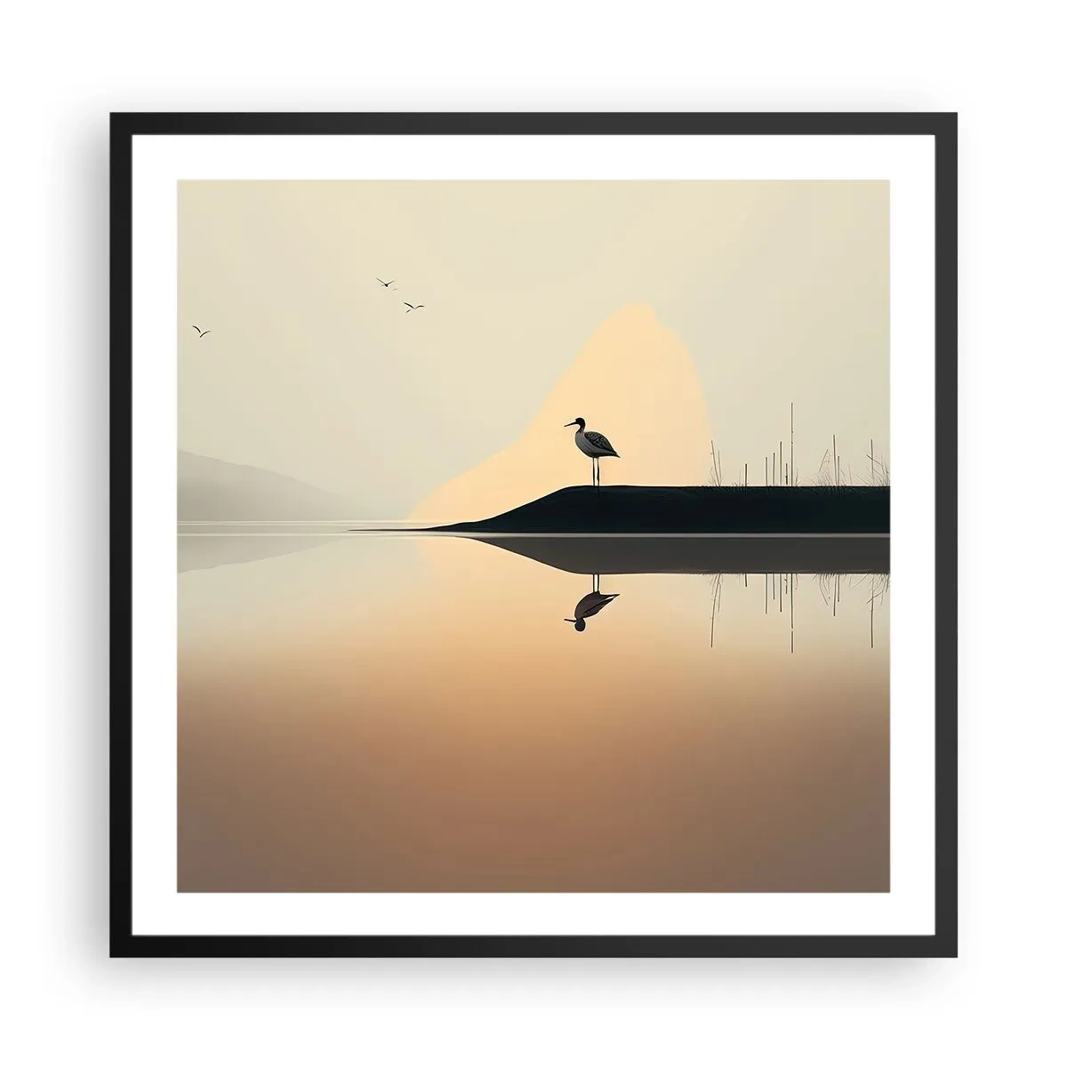 Plakat w czarnej ramie - Pan na jeziorze - 60x60 cm