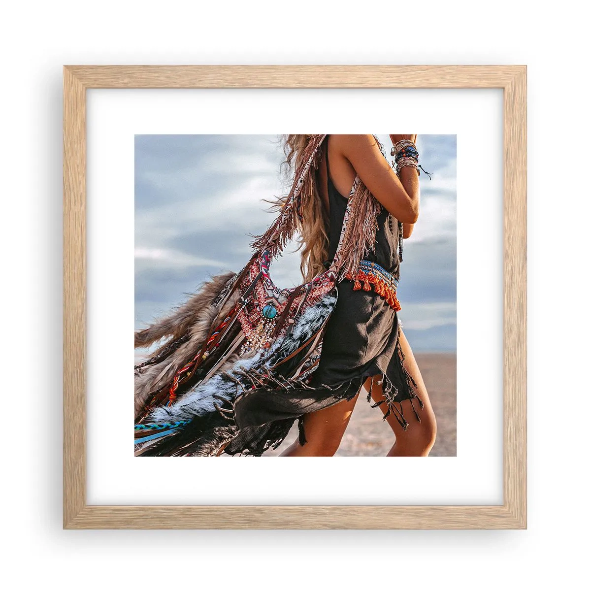 Plakat w ramie jasny dąb - Dziewczyna szamana - 30x30 cm