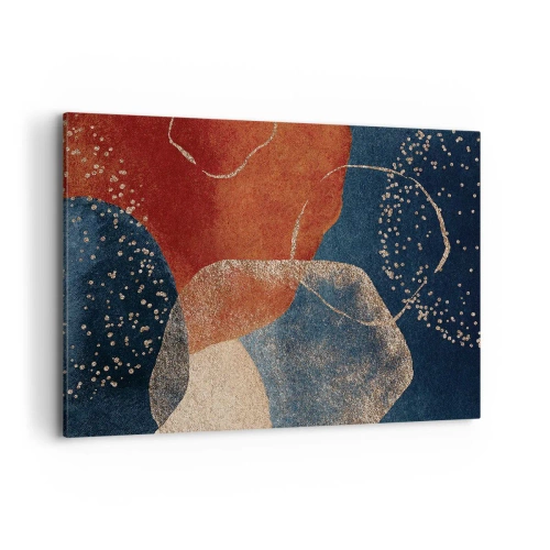 Obraz na płótnie - Abstrakcyjne kształty w odcieniach czerwieni i błękitu - 100x70cm - Lekkość bytu - Nowoczesna dekoracja ścienna do salonu, kuchni i sypialni ARTTOR