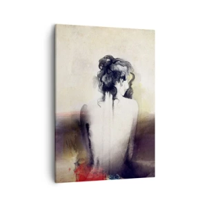 Obraz na płótnie - Subtelny portret kobiety w akwarelowym stylu - 50x70cm - Łagodne linie, owalne kształty - Nowoczesna dekoracja ścienna do salonu, kuchni i sypialni ARTTOR