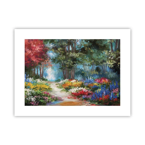Plakat - Leśny ogród, kwietny las - 40x30 cm