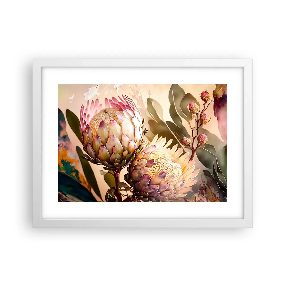 Plakat w białej ramie - Czule objęte - 40x30 cm