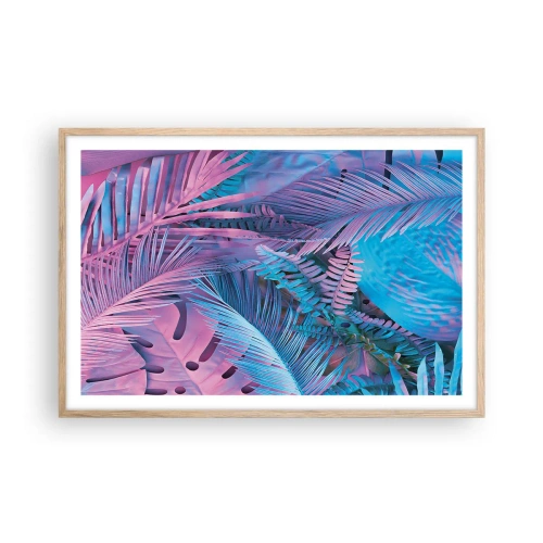 Plakat w ramie jasny dąb - Tropiki w różu i błękicie - 91x61 cm