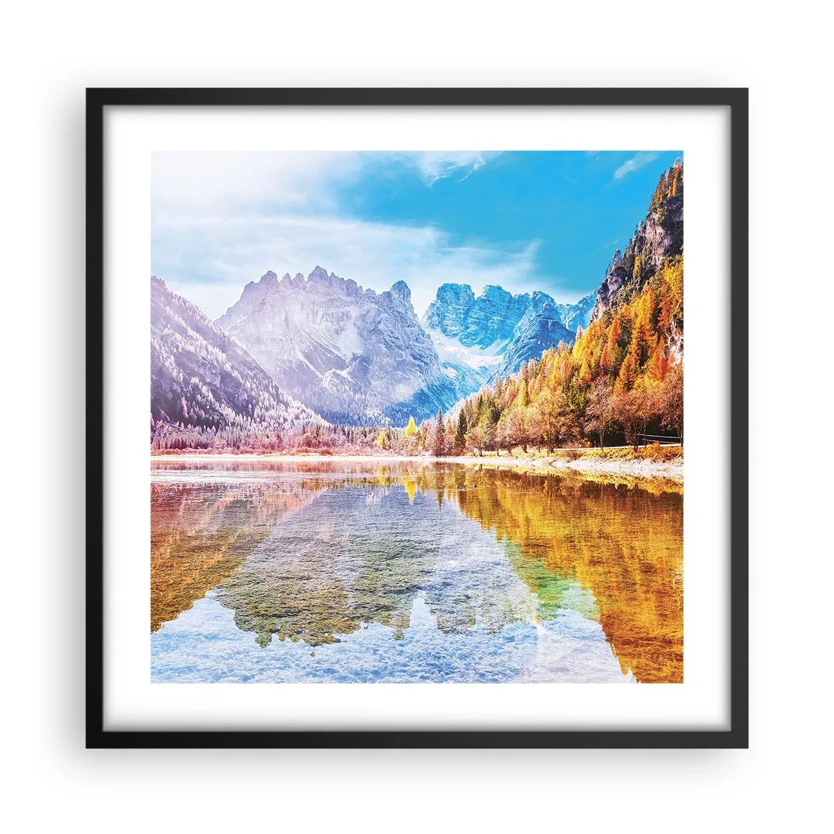 Plakat w czarnej ramie - A w górach już jesień - 50x50 cm