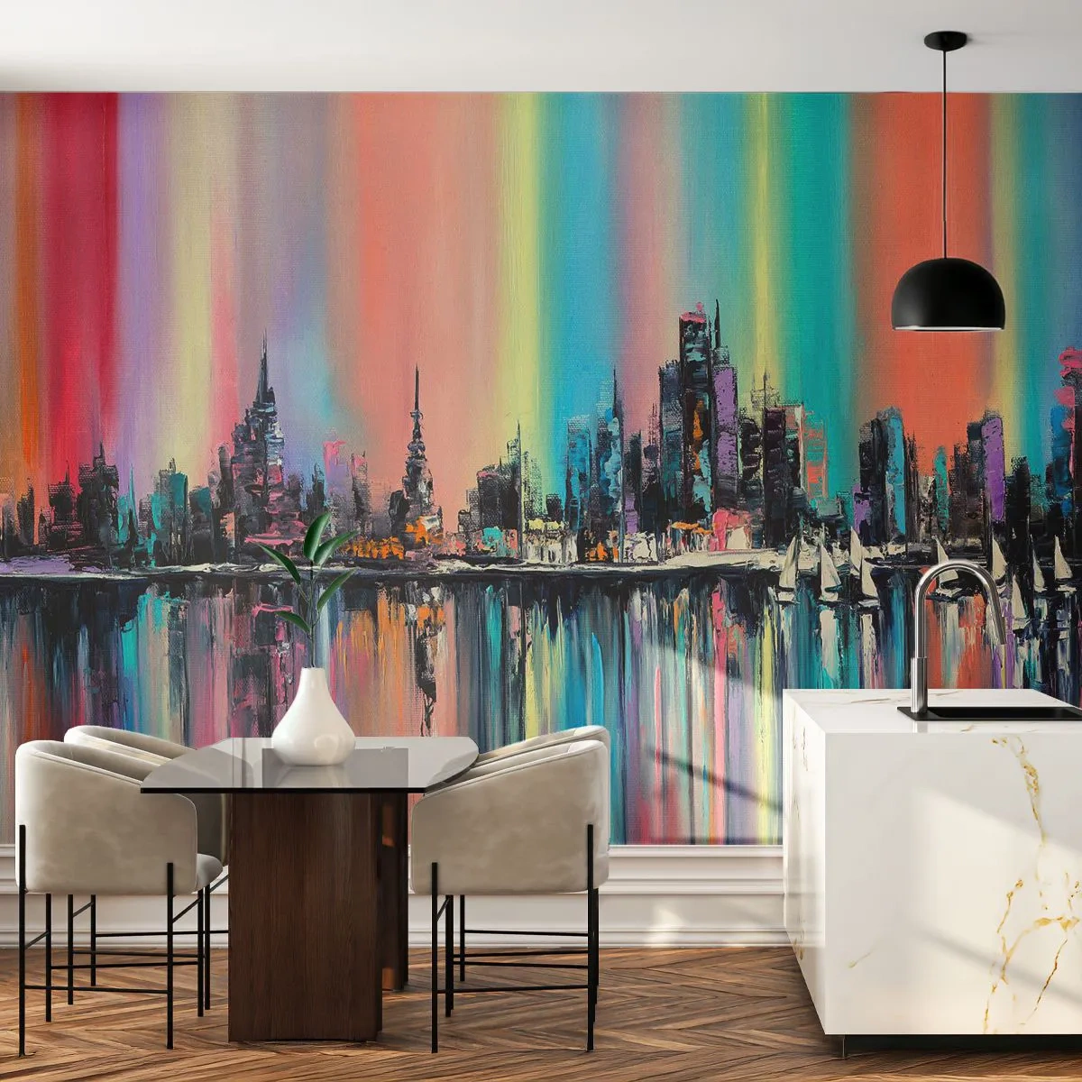 Fototapeta Samoprzylepna Deluxe Sticker - Spłynąć światłem nocy - Miasto, Architektura, Rzeka - 250x175 cm
