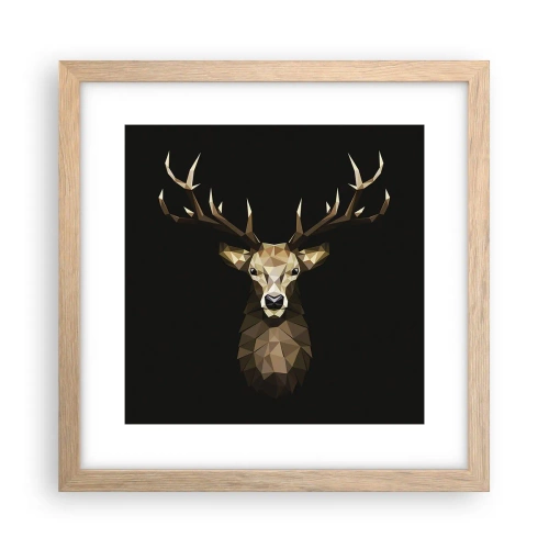 Plakat w ramie jasny dąb - Kubistyczny jeleń - 30x30 cm