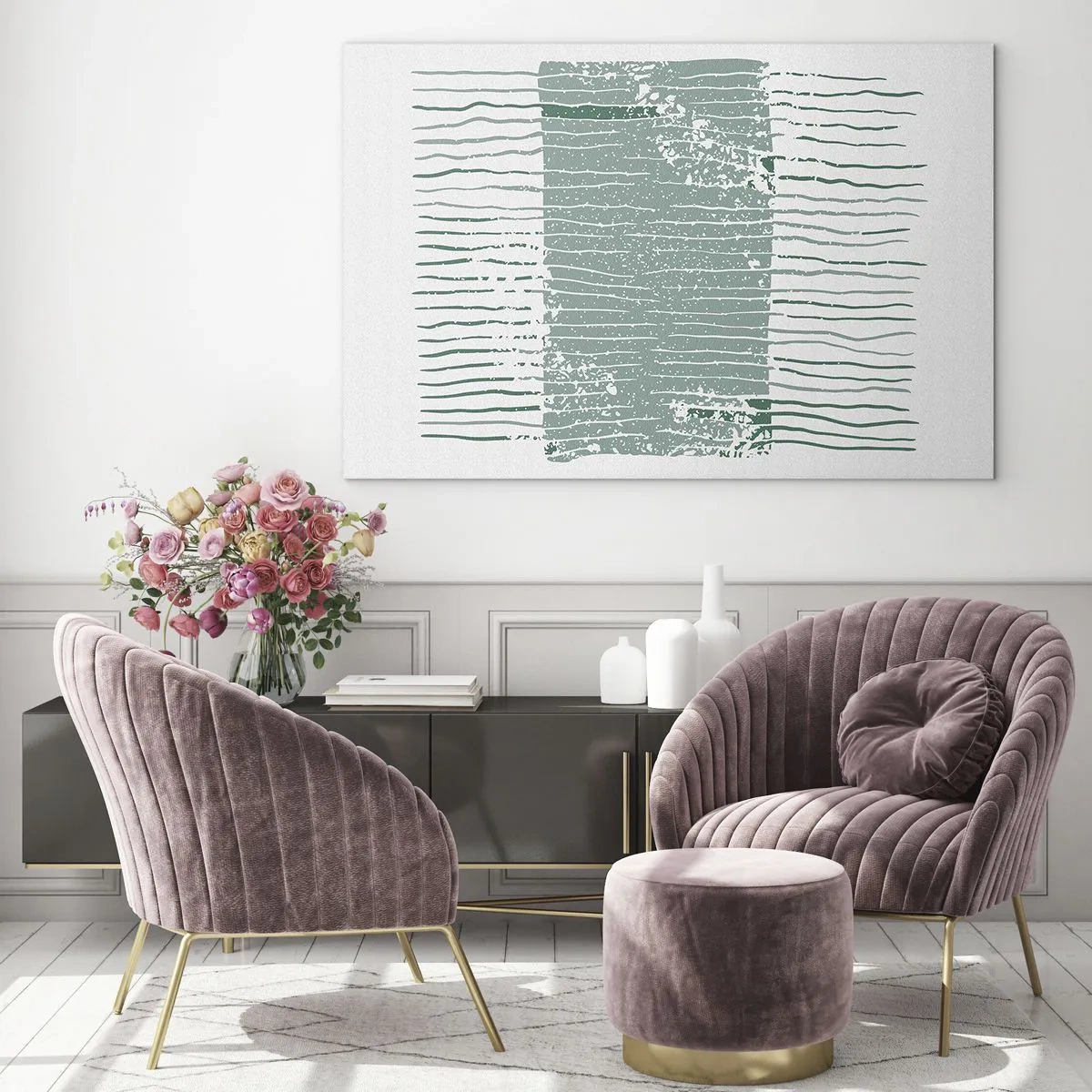 Obraz na szkle - Poziome morskie linie z efektem przetarcia tworzące abstrakcyjną strukturę - 70x50cm - Abstrakcja morska - Nowoczesna dekoracja ścienna do salonu i sypialni ARTTOR