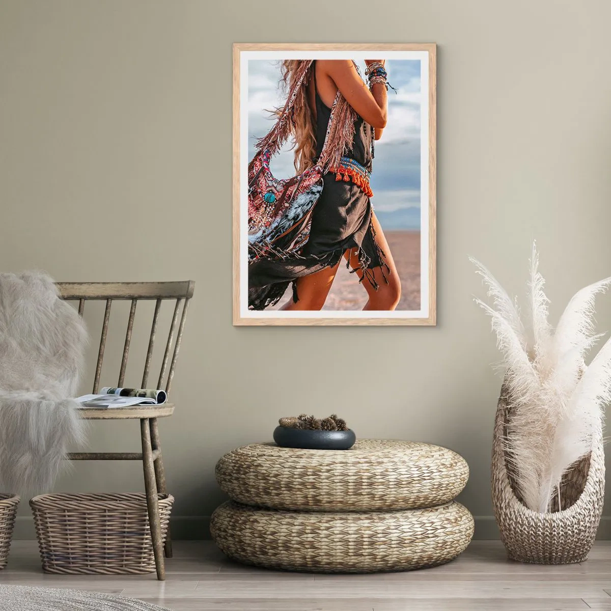 Plakat w ramie jasny dąb - Dziewczyna szamana - 30x40 cm