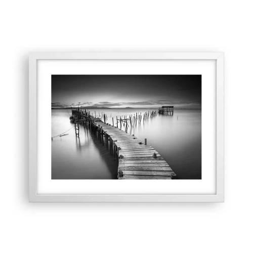 Plakat w białej ramie - Spokój zapomnianego brzegu - 40x30 cm