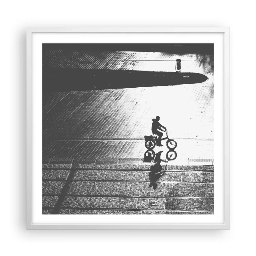 Plakat w białej ramie - Przed siebie, przez miasto - 60x60 cm