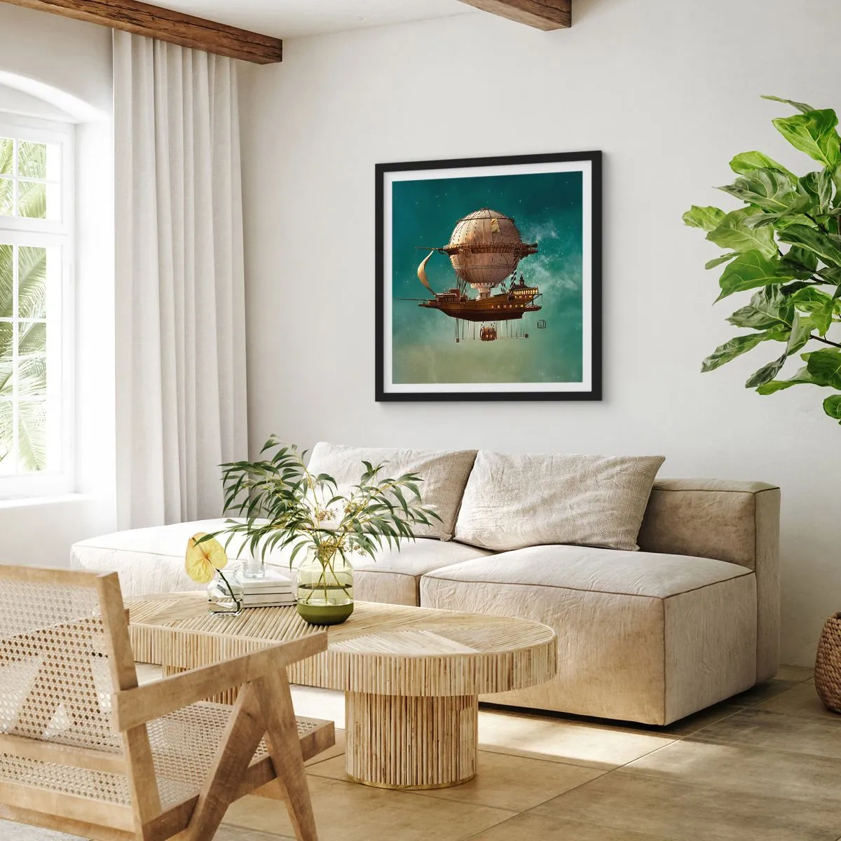 Plakat w czarnej ramie - Juliusz Verne pozdrawia - 40x40 cm