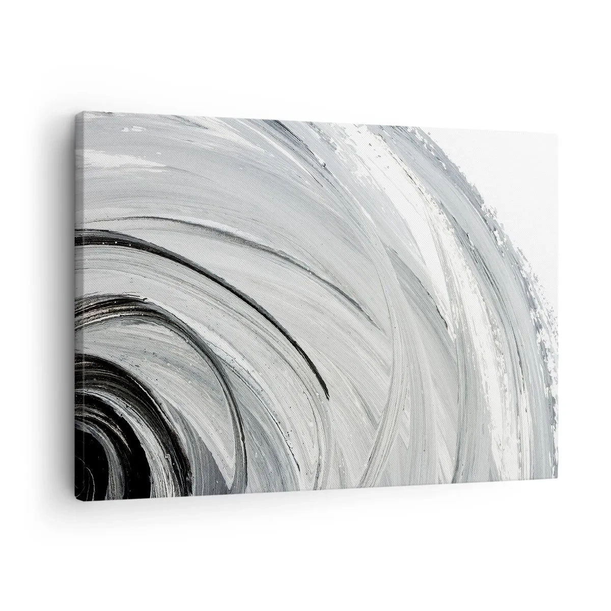 Obraz na płótnie - Monochromatyczny wir w odcieniach szarości i czerni - 70x50cm - Kompozycja orbitalna - Nowoczesna dekoracja ścienna do salonu i sypialni ARTTOR