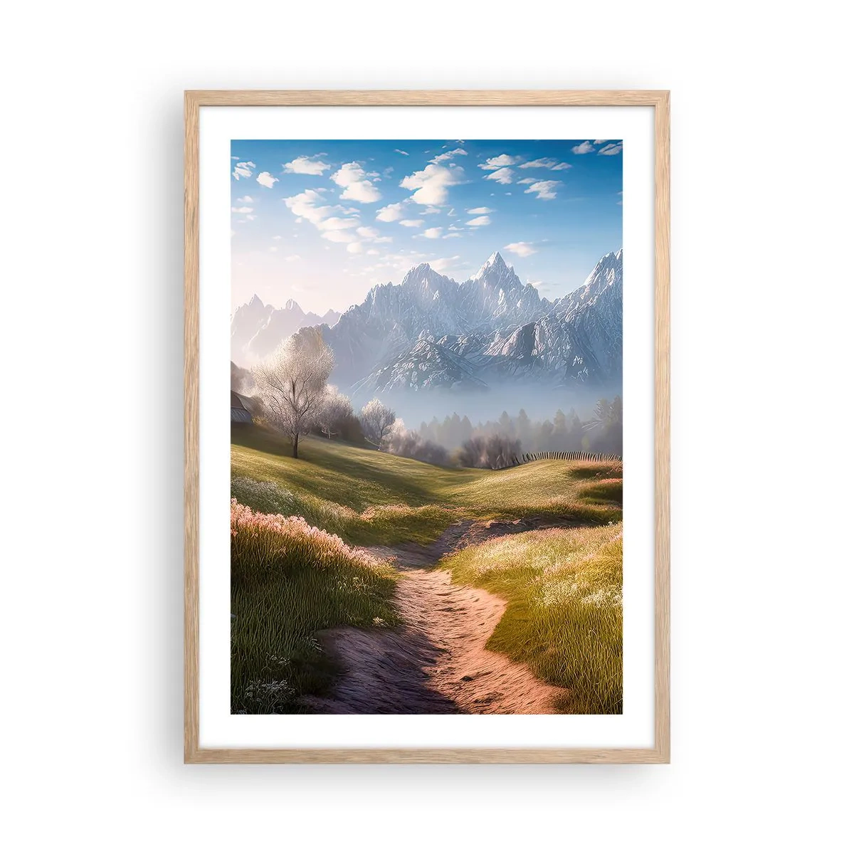 Plakat w ramie jasny dąb - Sielska dolina - 50x70 cm