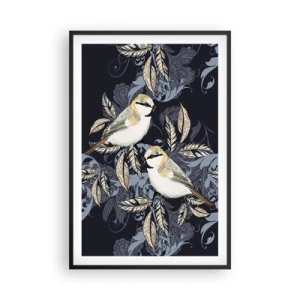 Plakat w czarnej ramie - Żółto-błękitny trel - 61x91 cm