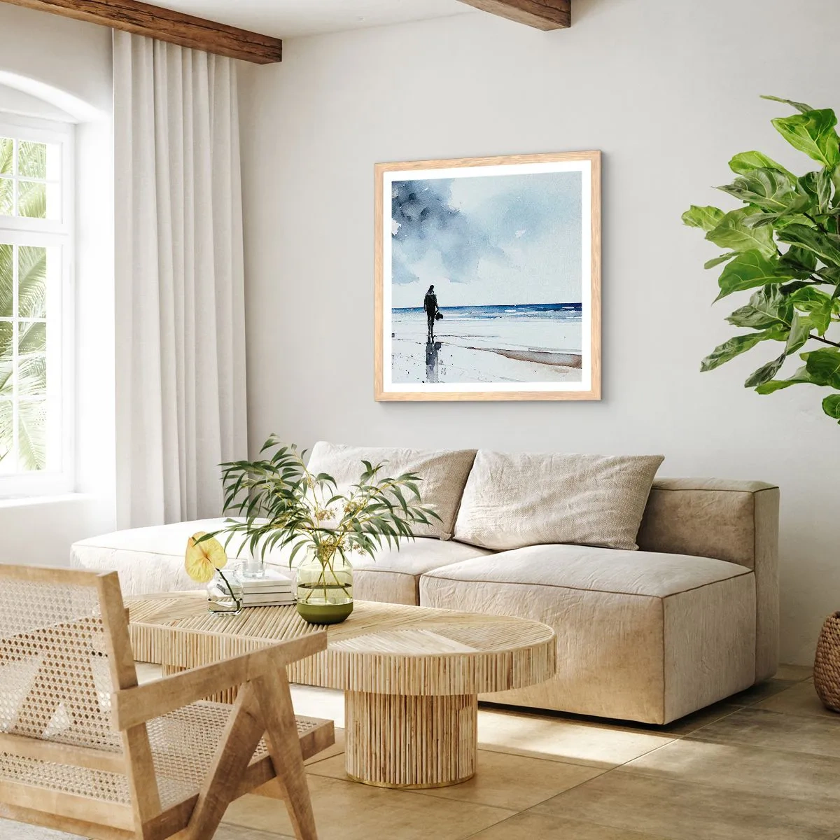 Plakat w ramie jasny dąb - Rozmowa z morzem - 50x50 cm