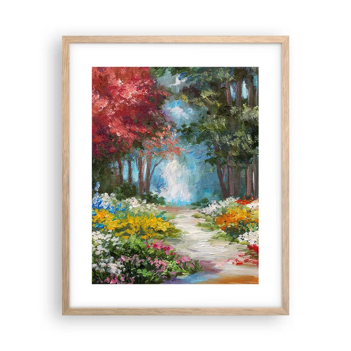 Plakat w ramie jasny dąb - Leśny ogród, kwietny las - 40x50 cm