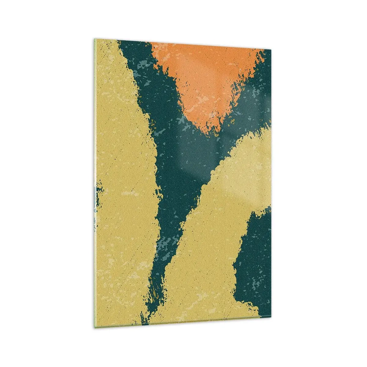 Obraz na szkle - Abstrakcyjne plamy w kolorach ziemi i zieleni - 80x120cm - Abstrakcja – powolnym ruchem - Nowoczesna dekoracja ścienna do salonu i sypialni ARTTOR