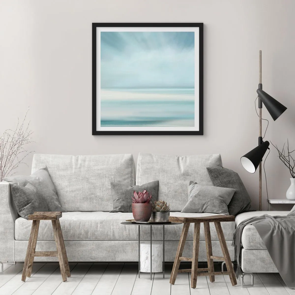 Plakat w czarnej ramie - Spokój aż po horyzont - 30x30 cm
