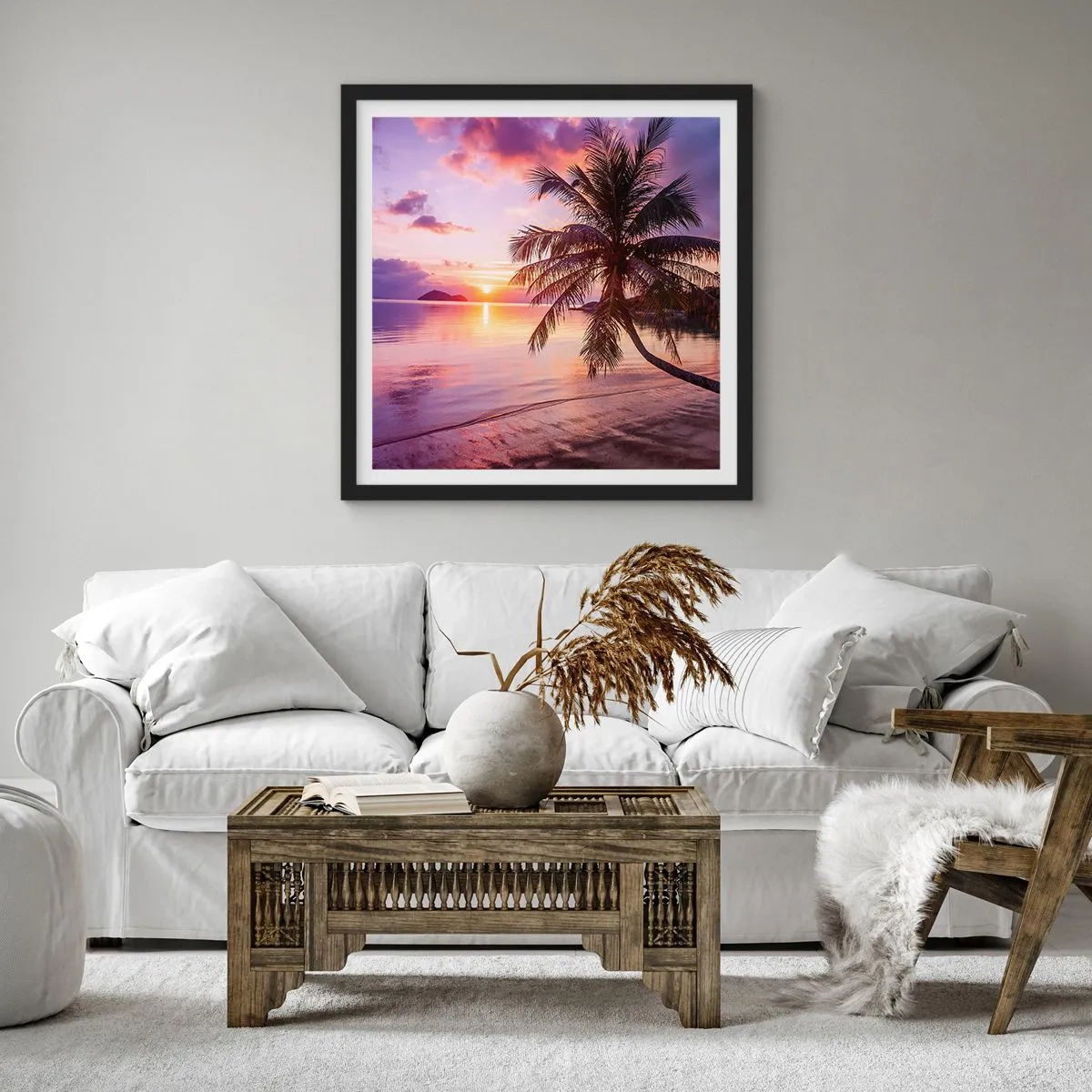 Plakat w czarnej ramie - Błogość aż po horyzont - 40x40 cm