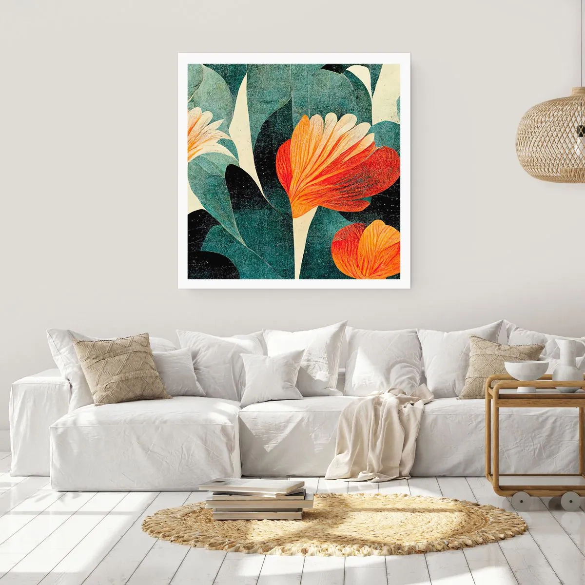 Plakat - Żar tropików i chłód zieleni - 60x60 cm