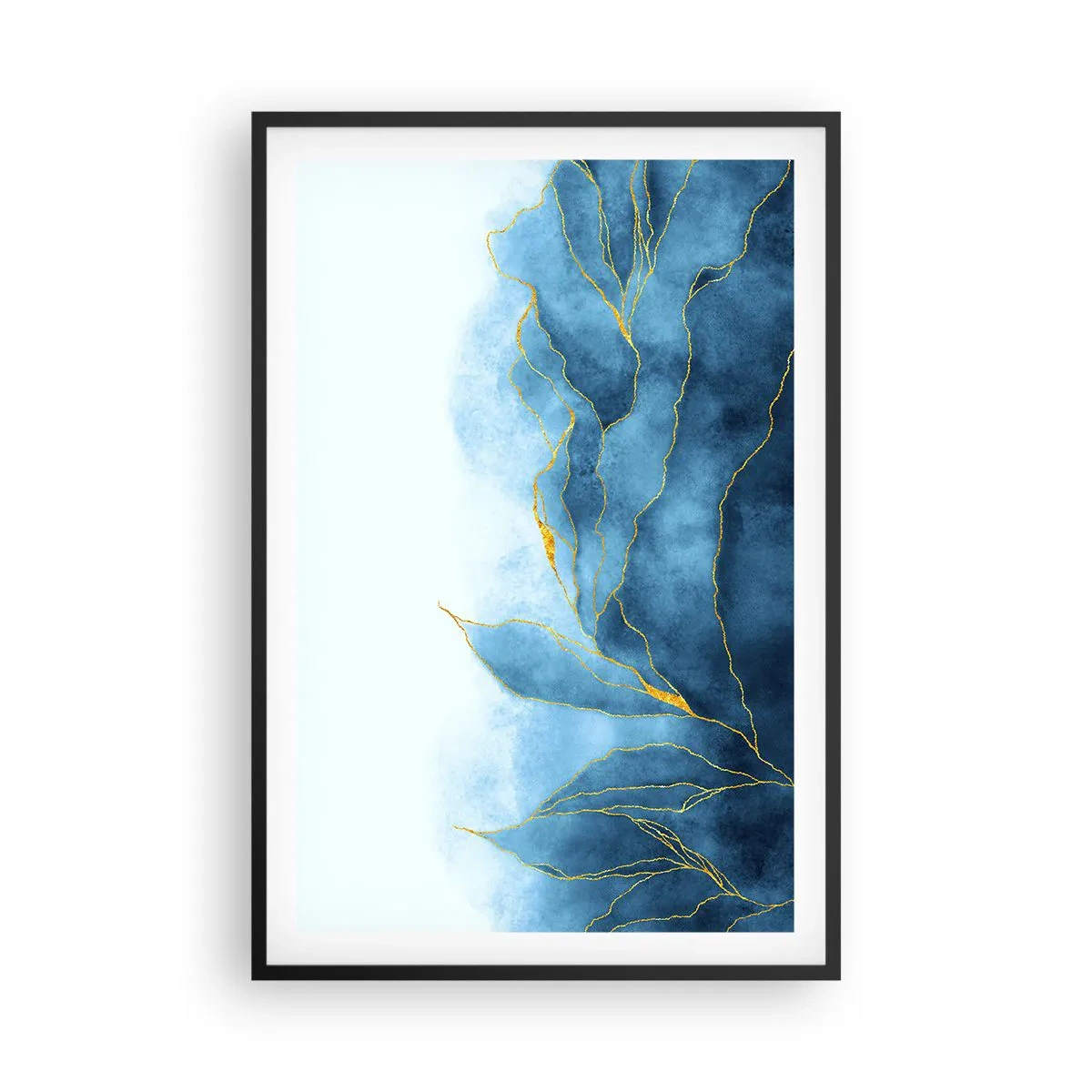 Plakat w czarnej ramie - Błękit w złocie - 61x91 cm