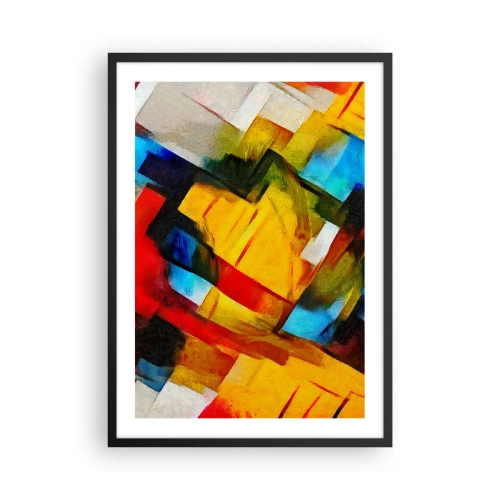 Plakat w czarnej ramie - Abstrakcyjne geometryczne formy w intensywnych kolorach - 50x70cm - Różnobarwny przekładaniec - Nowoczesna dekoracja ścienna do salonu i sypialni ARTTOR